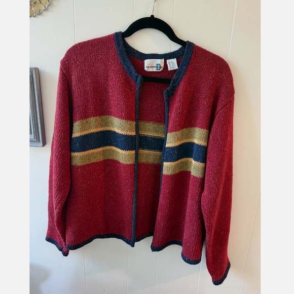 Vintage 90s Grunge Paul Harris Striped Wool Blend Cardigan with Zipper - Picture 3 of 4